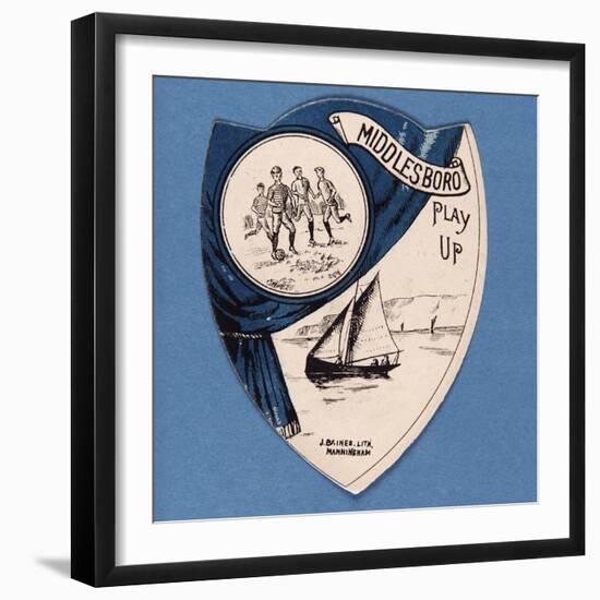 Middlesboro Play Up', Baines' Card in the Shape of a Shield, 1888-89-null-Framed Giclee Print