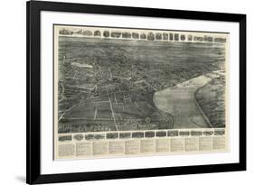 Middletown, Connecticut - Panoramic Map-Lantern Press-Framed Premium Giclee Print