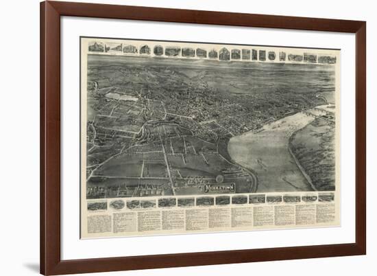 Middletown, Connecticut - Panoramic Map-Lantern Press-Framed Art Print