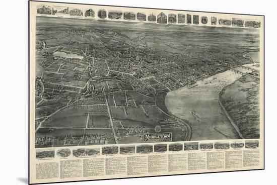 Middletown, Connecticut - Panoramic Map-Lantern Press-Mounted Art Print