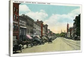 Middletown, Connecticut - Southern View Down Main Street-Lantern Press-Stretched Canvas