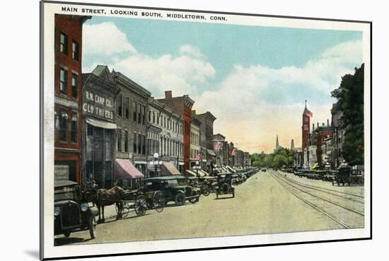 Middletown, Connecticut - Southern View Down Main Street-Lantern Press-Mounted Art Print