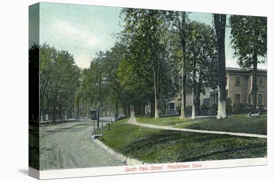 Middletown, Connecticut, View of South Main Street-Lantern Press-Stretched Canvas