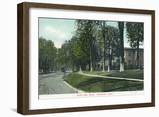 Middletown, Connecticut, View of South Main Street-Lantern Press-Framed Art Print