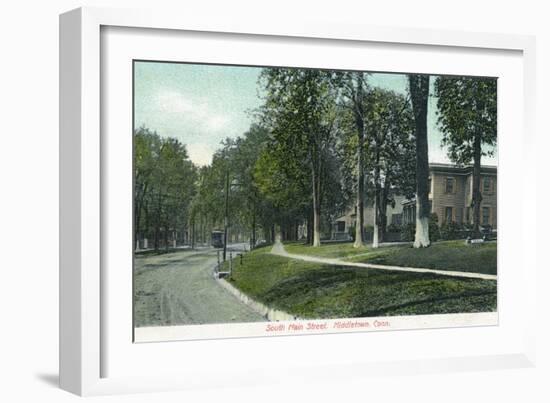 Middletown, Connecticut, View of South Main Street-Lantern Press-Framed Art Print