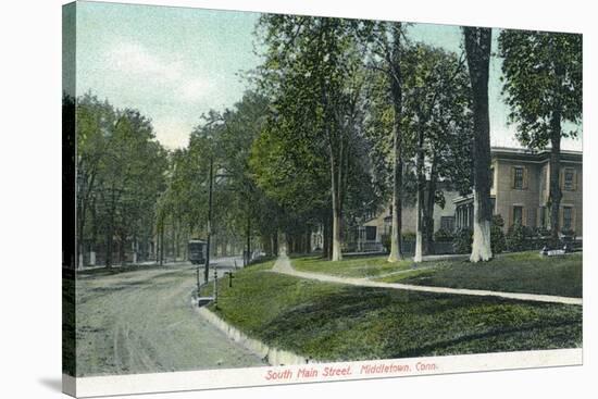 Middletown, Connecticut, View of South Main Street-Lantern Press-Stretched Canvas