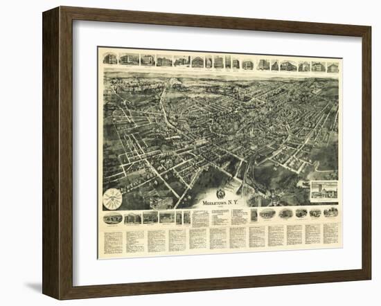 Middletown, New York - Panoramic Map-Lantern Press-Framed Art Print