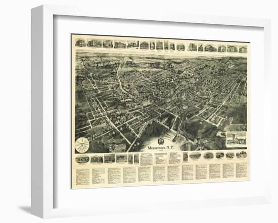 Middletown, New York - Panoramic Map-Lantern Press-Framed Art Print