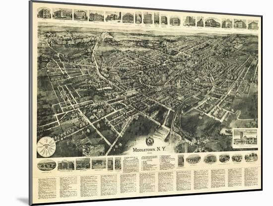 Middletown, New York - Panoramic Map-Lantern Press-Mounted Art Print