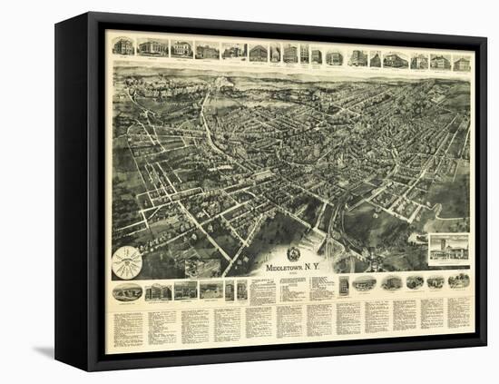 Middletown, New York - Panoramic Map-Lantern Press-Framed Stretched Canvas