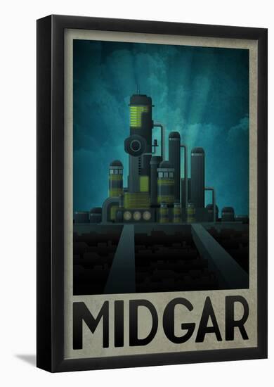 Midgar Retro Travel Poster-null-Framed Poster