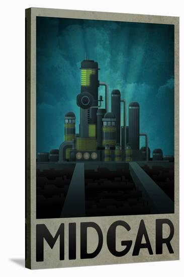 Midgar Retro Travel Poster-null-Stretched Canvas