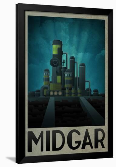 Midgar Retro Travel Poster-null-Framed Poster