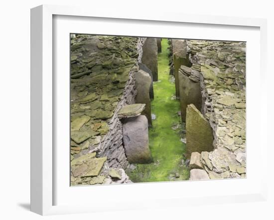Midhowe Chambered Cairn on Rousay island, Orkney islands, Scotland.-Martin Zwick-Framed Premium Photographic Print