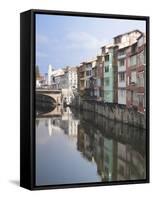 Midieval Houses, Agout River, Quai Des Jacobins, Castres, Midi-Pyrenees Region, France-Walter Bibikow-Framed Stretched Canvas