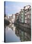 Midieval Houses, Agout River, Quai Des Jacobins, Castres, Midi-Pyrenees Region, France-Walter Bibikow-Stretched Canvas