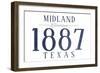 Midland, Texas - Established Date (Blue)-Lantern Press-Framed Art Print