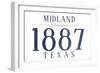 Midland, Texas - Established Date (Blue)-Lantern Press-Framed Art Print