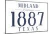 Midland, Texas - Established Date (Blue)-Lantern Press-Mounted Art Print