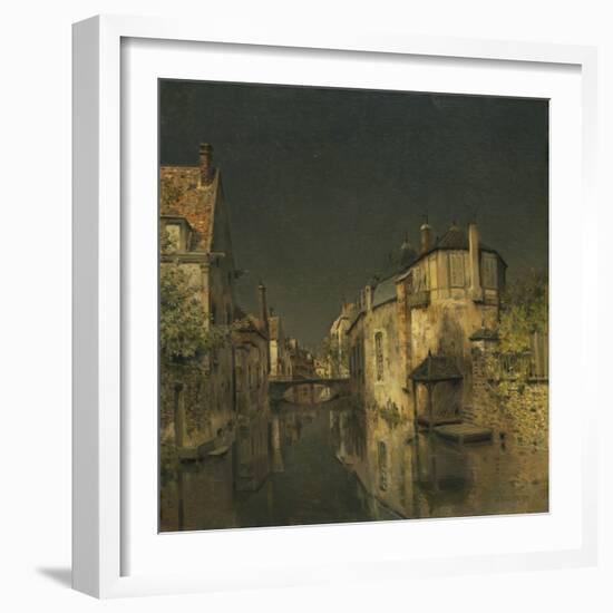 Midnight, 1891, by Jean-Charles Cazin, 1841-1901, French realist landscape painting,-Jean-Charles Cazin-Framed Art Print