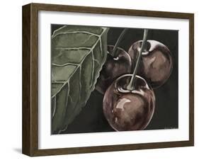 Midnight Cherries-Megan Meagher-Framed Art Print