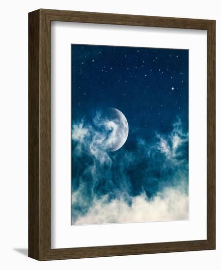 Midnight Fog and Moon-DavidMSchrader-Framed Art Print