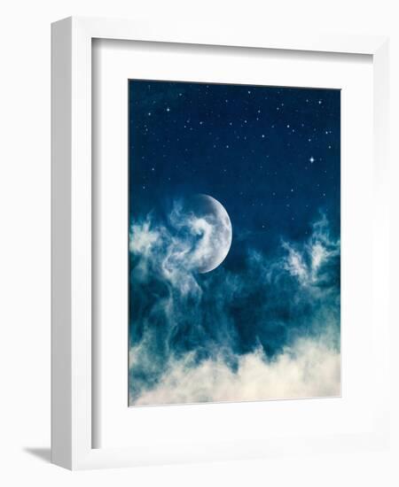 Midnight Fog and Moon-DavidMSchrader-Framed Art Print