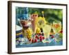 Midnight, Pinky, Asia and Exotic Punch on Garden Table-Michael Brauner-Framed Photographic Print