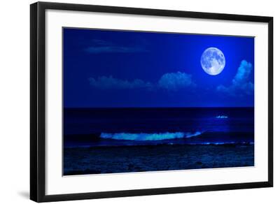 Large Framed Print Sunning Evening Moonlight Bay View Picture Poster Ocean 