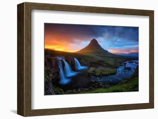 Midnight Sun at Kirkjufell, Eastern Iceland-Vincent James-Framed Photographic Print