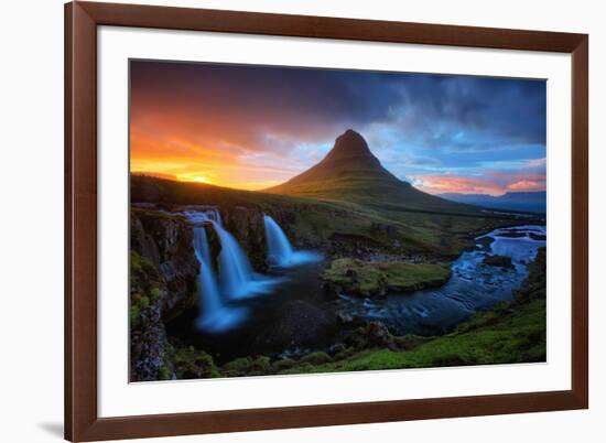 Midnight Sun at Kirkjufell, Eastern Iceland-Vincent James-Framed Photographic Print