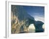 Midnight Sun Lights Arched Iceberg Floating Near Face of Jakobshavn Isfjord, Ilulissat, Greenland-Paul Souders-Framed Photographic Print