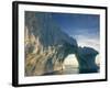 Midnight Sun Lights Arched Iceberg Floating Near Face of Jakobshavn Isfjord, Ilulissat, Greenland-Paul Souders-Framed Photographic Print