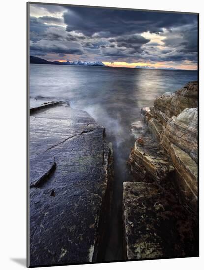 Midnight Sun over Vagsfjorden in Troms County, Norway-Stocktrek Images-Mounted Photographic Print