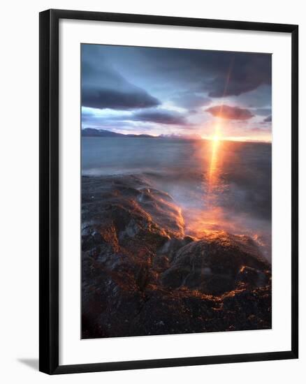 Midnight Sun over Vågsfjorden, Skånland, Troms County, Norway-Stocktrek Images-Framed Photographic Print