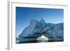 Midnight sunset behind an arched iceberg, Petermann Island, Antarctica-Paul Souders-Framed Photographic Print