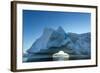 Midnight sunset behind an arched iceberg, Petermann Island, Antarctica-Paul Souders-Framed Photographic Print