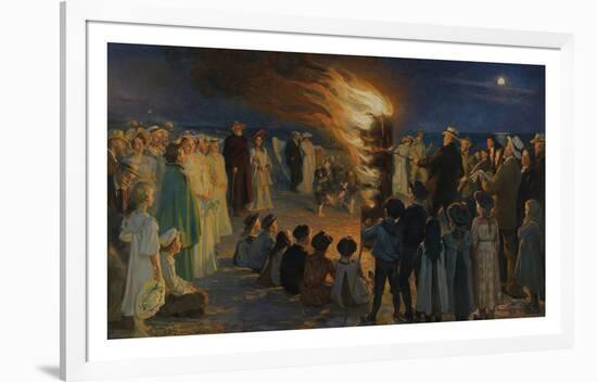 Midsummer Eve Bonfire on Skagen's Beach-Peter Severin Kroyer-Framed Premium Giclee Print