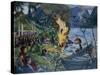 Midsummer fire at Jolster water-Nikolai Astrup-Stretched Canvas