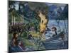 Midsummer fire at Jolster water-Nikolai Astrup-Mounted Giclee Print