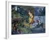 Midsummer fire at Jolster water-Nikolai Astrup-Framed Giclee Print