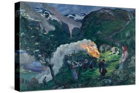 Midsummer night, Midsummer fire, 1910-Nikolai Astrup-Stretched Canvas