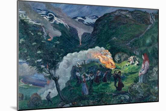 Midsummer night, Midsummer fire, 1910-Nikolai Astrup-Mounted Giclee Print