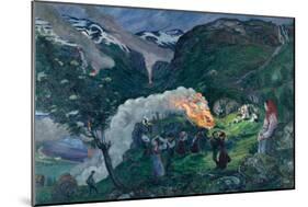 Midsummer night, Midsummer fire, 1910-Nikolai Astrup-Mounted Giclee Print