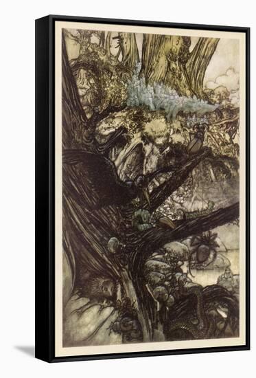 Midsummer Nights Dream-Arthur Rackham-Framed Stretched Canvas