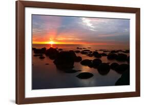 Midsummer sunset over The Wash from the beach at Hunstanton, north Norfolk-Geraint Tellem-Framed Photographic Print