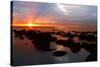 Midsummer sunset over The Wash from the beach at Hunstanton, north Norfolk-Geraint Tellem-Stretched Canvas