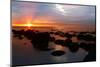 Midsummer sunset over The Wash from the beach at Hunstanton, north Norfolk-Geraint Tellem-Mounted Photographic Print