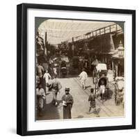Midsummer Traffic under the Awnings of Shijo Bashidori, a Busy Thoroughfare of Kyoto, Japan, 1904-Underwood & Underwood-Framed Photographic Print