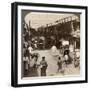 Midsummer Traffic under the Awnings of Shijo Bashidori, a Busy Thoroughfare of Kyoto, Japan, 1904-Underwood & Underwood-Framed Photographic Print